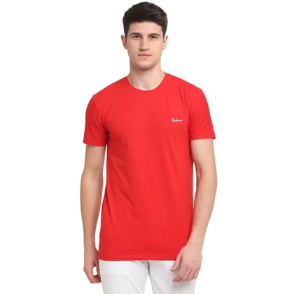 Rodamo  Men Red Solid Slim Fit T-shirt
