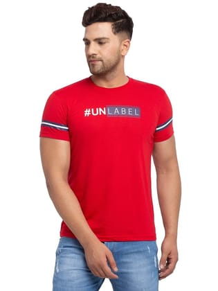 Rodamo  Men Red Printed Round Neck T-shirt