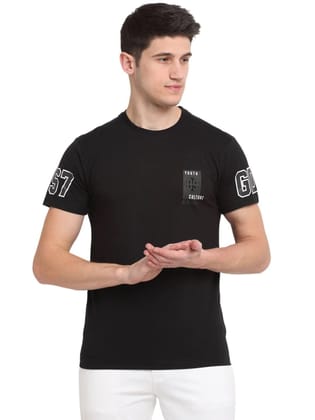 Rodamo  Men Black Typography Printed Slim Fit T-shirt