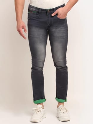 Rodamo  Men Grey Slim Fit Slash Knee Heavy Fade Stretchable Jeans