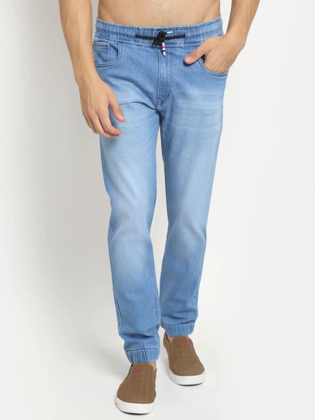 Rodamo  Men Blue Jogger Light Fade Stretchable Jeans