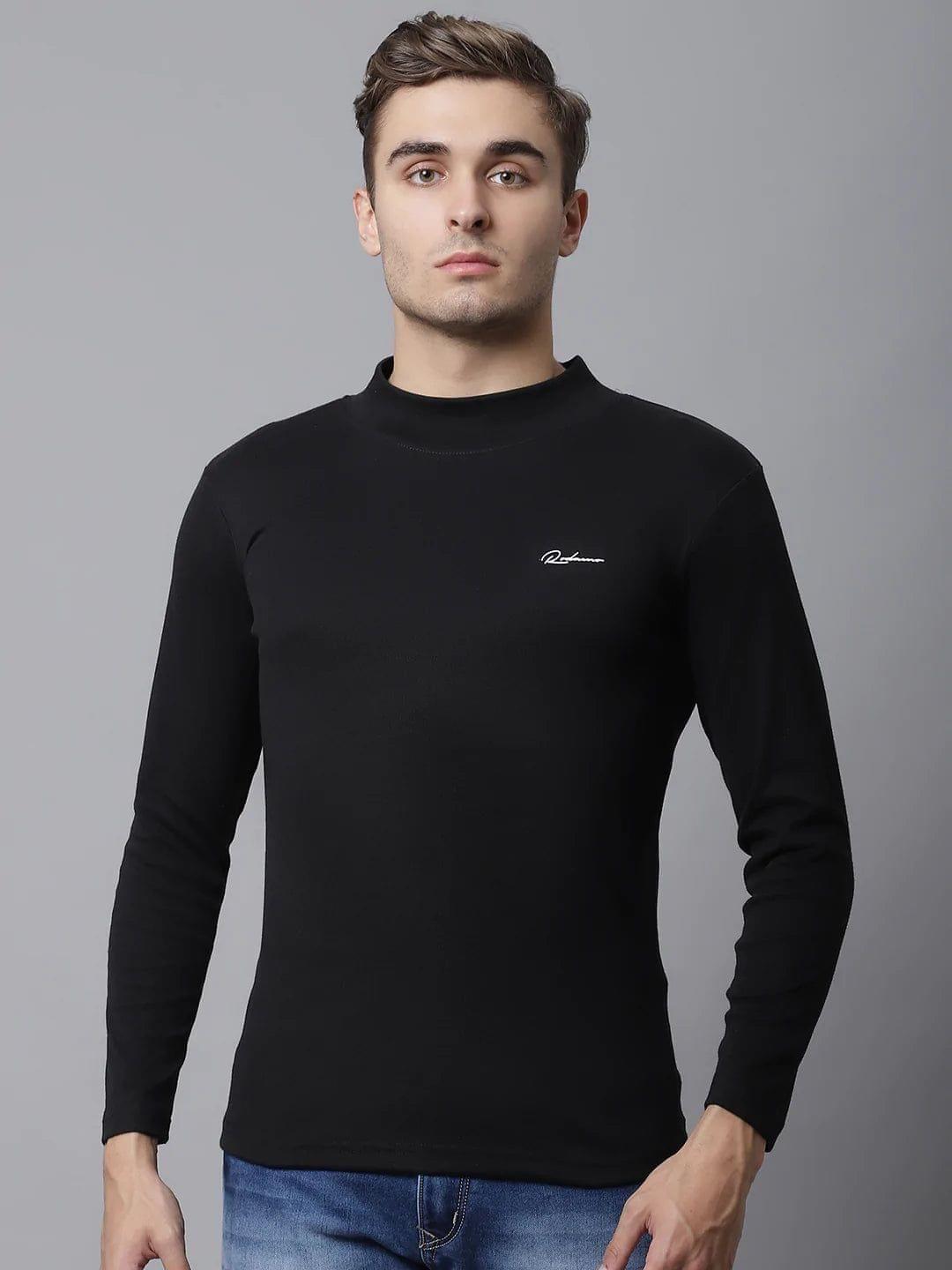 Rodamo  Men Black Slim Fit Cotton T-shirt