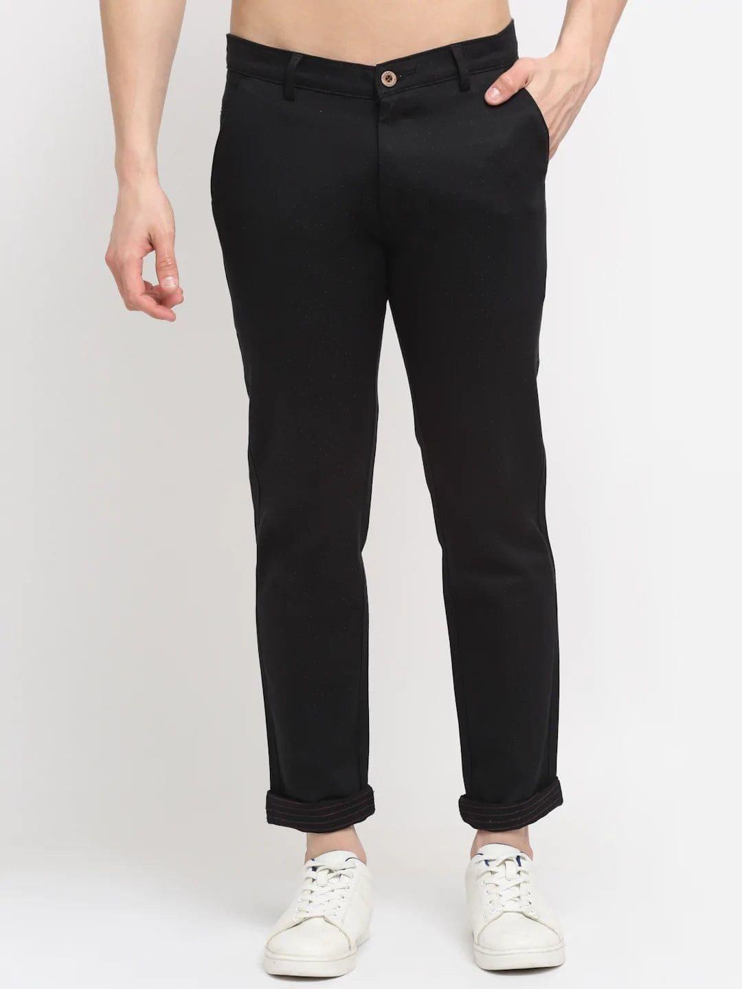 Rodamo  Men Black Solid Slim Fit Chinos