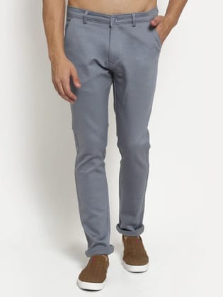Rodamo  Men Grey Slim Fit Chinos Trousers