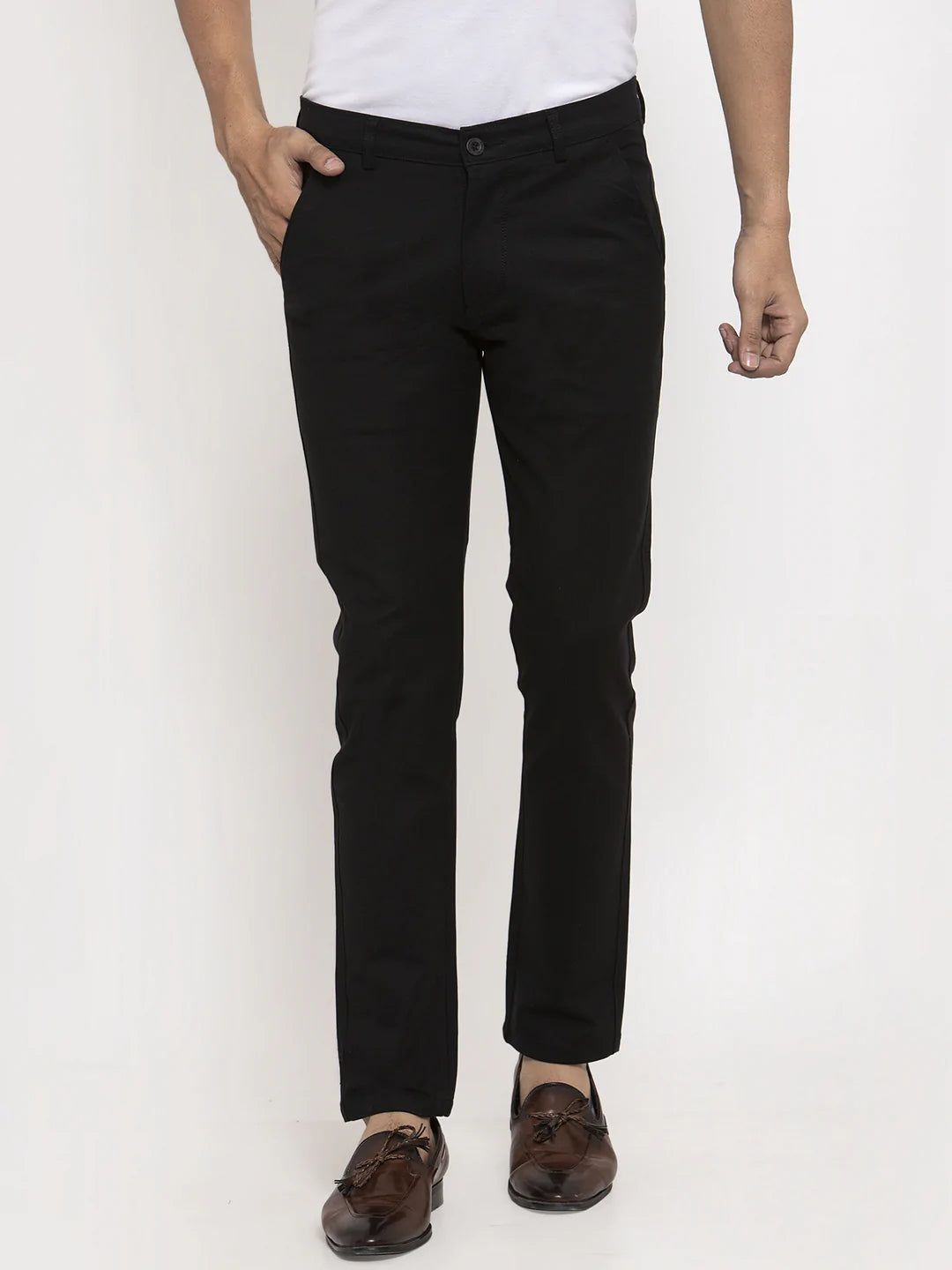 Rodamo  Men Black Slim Fit Trousers