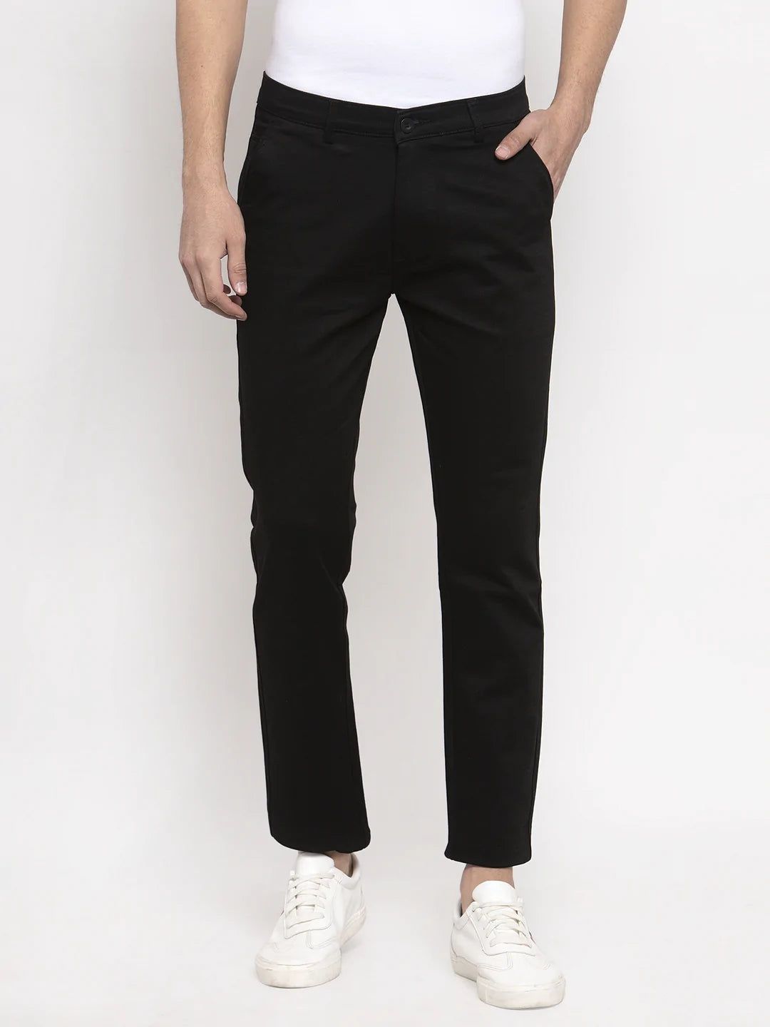 Rodamo  Men Black Slim Fit Trousers