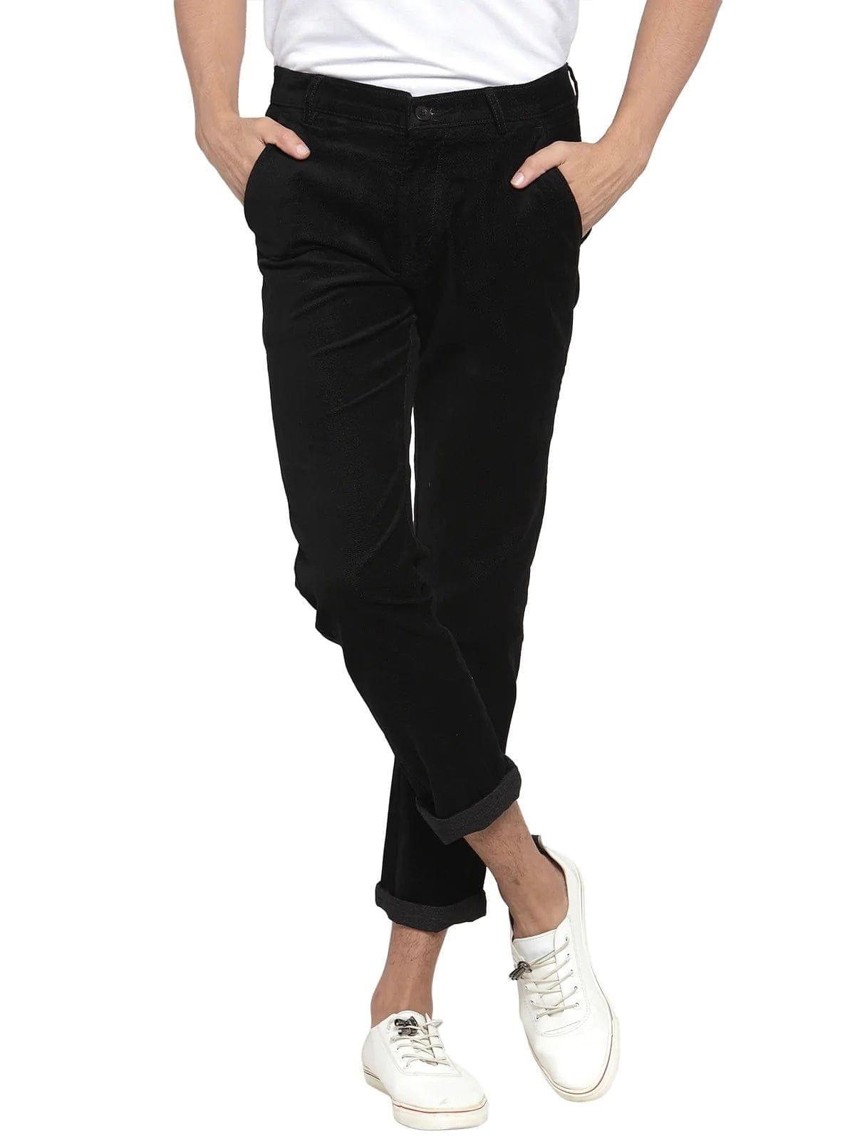 Rodamo  Men Black Corduroy Trousers