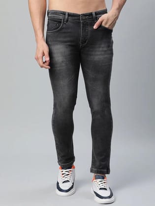 Rodamo  Men Grey Slim Fit Mid-Rise Stretchable Jeans