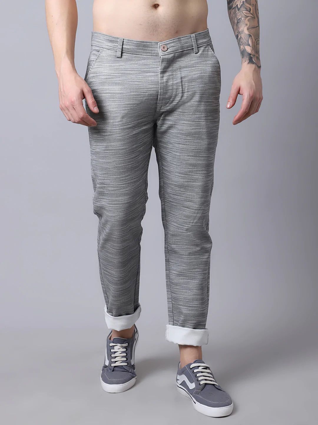 Rodamo  Men Grey Slim Fit Trousers