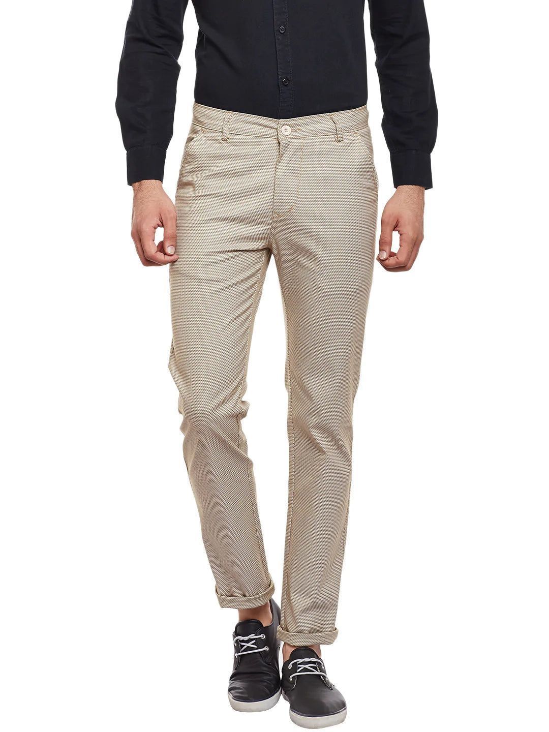 Rodamo Men Khaki Slim Fit Trousers