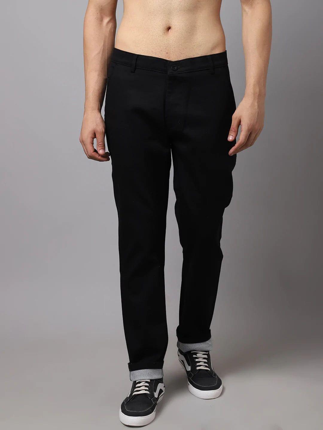 Rodamo  Men Black Slim Fit Chinos Trousers