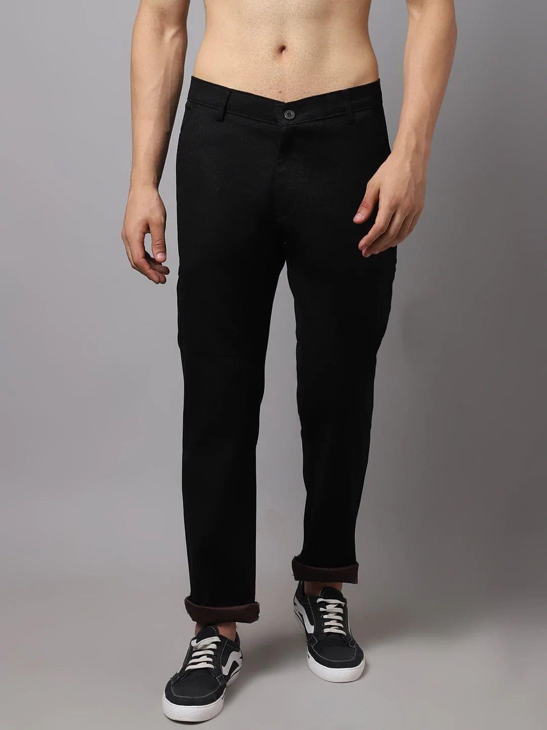 Rodamo  Men Black Solid Slim Fit Chinos Trouser