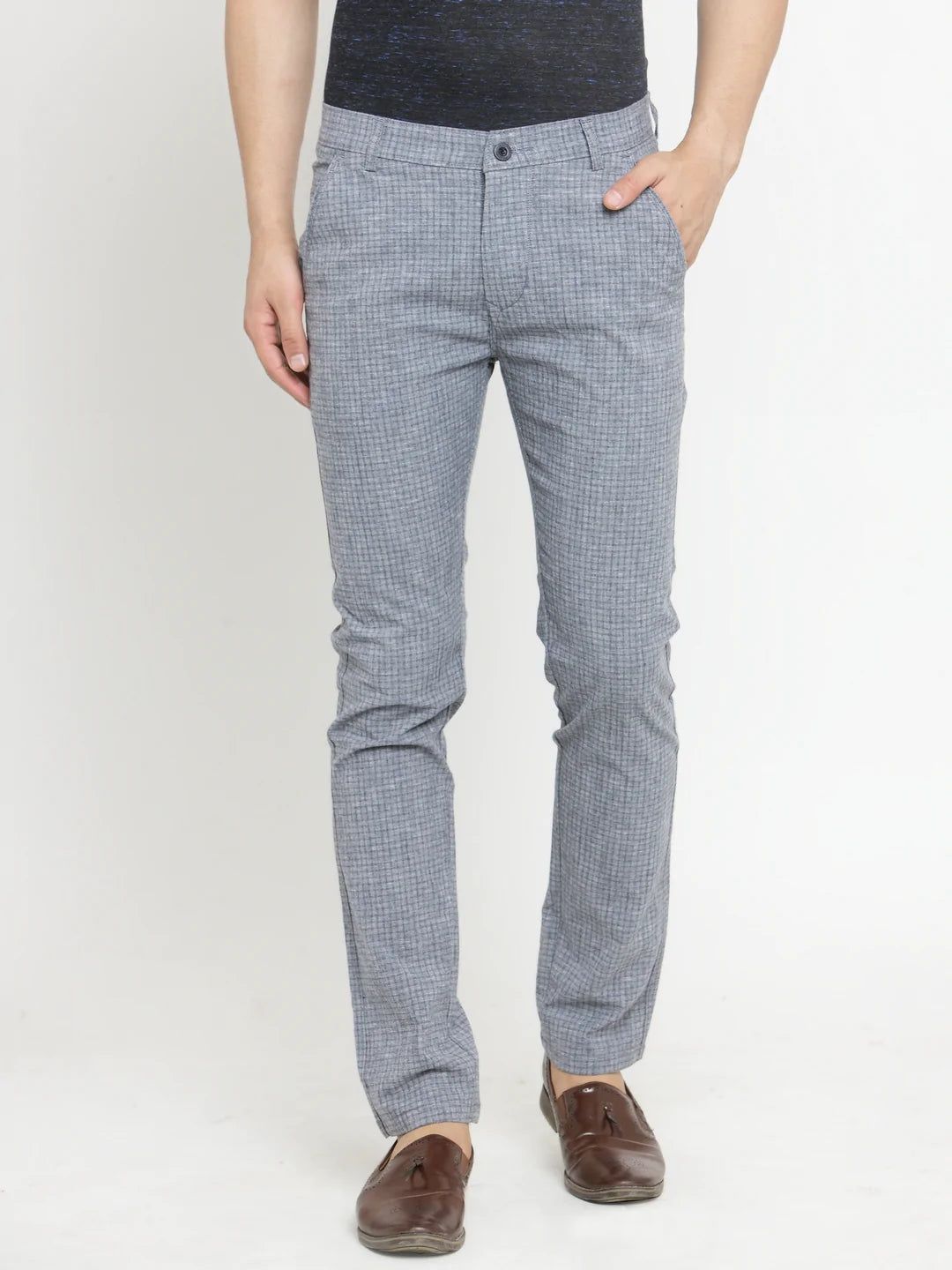 Rodamo  Men Blue Slim Fit Trousers