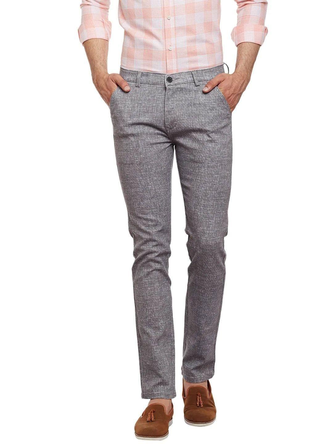 Rodamo Men Grey Slim Fit Trousers