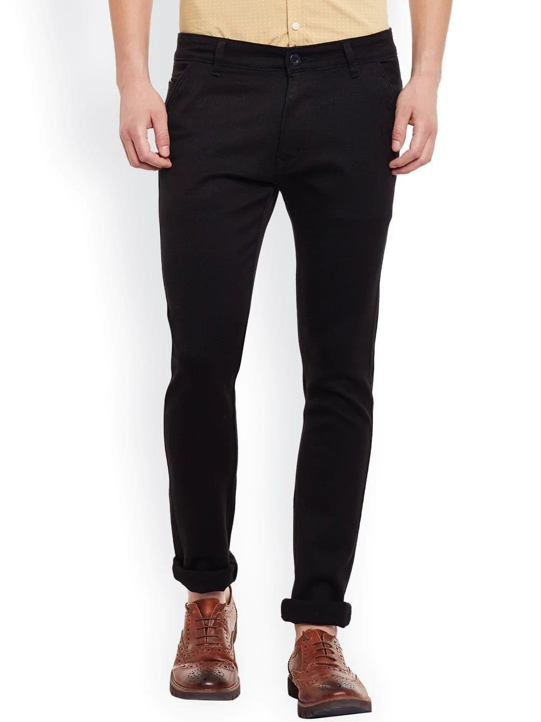 Rodamo  Men Black Slim Fit Trousers