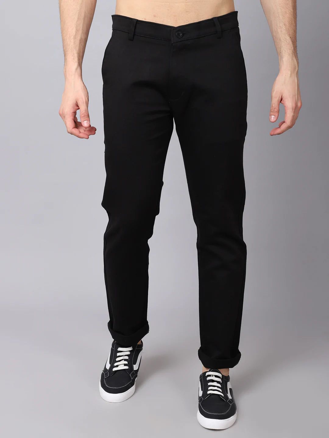 Rodamo  Men Black Slim Fit Trousers