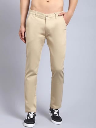 Rodamo  Men Beige Slim Fit Chinos Trousers