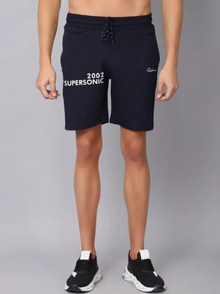Rodamo Men Navy Blue Printed Slim Fit Sports Shorts