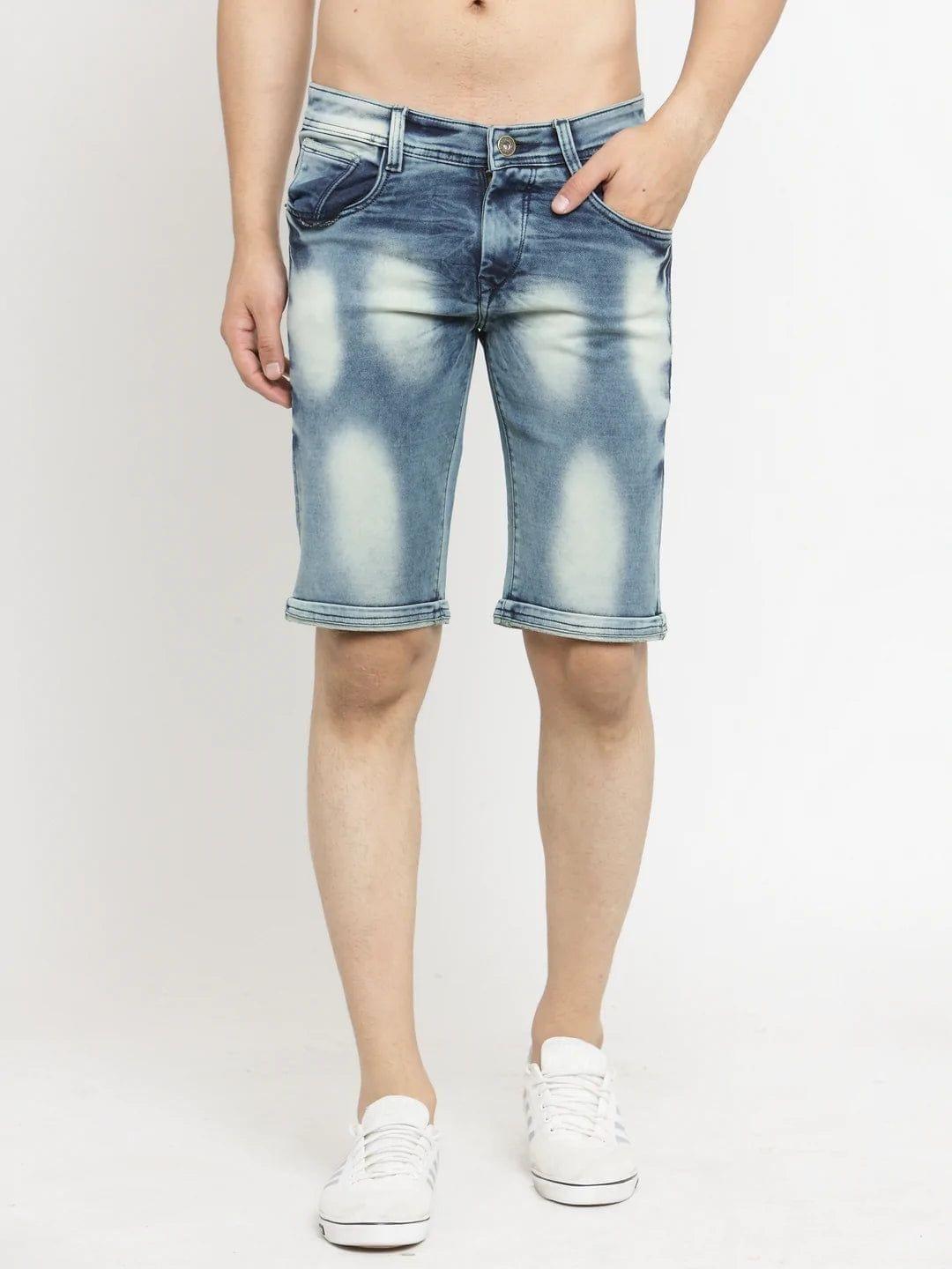 Rodamo  Men Blue Washed Slim Fit Denim Shorts