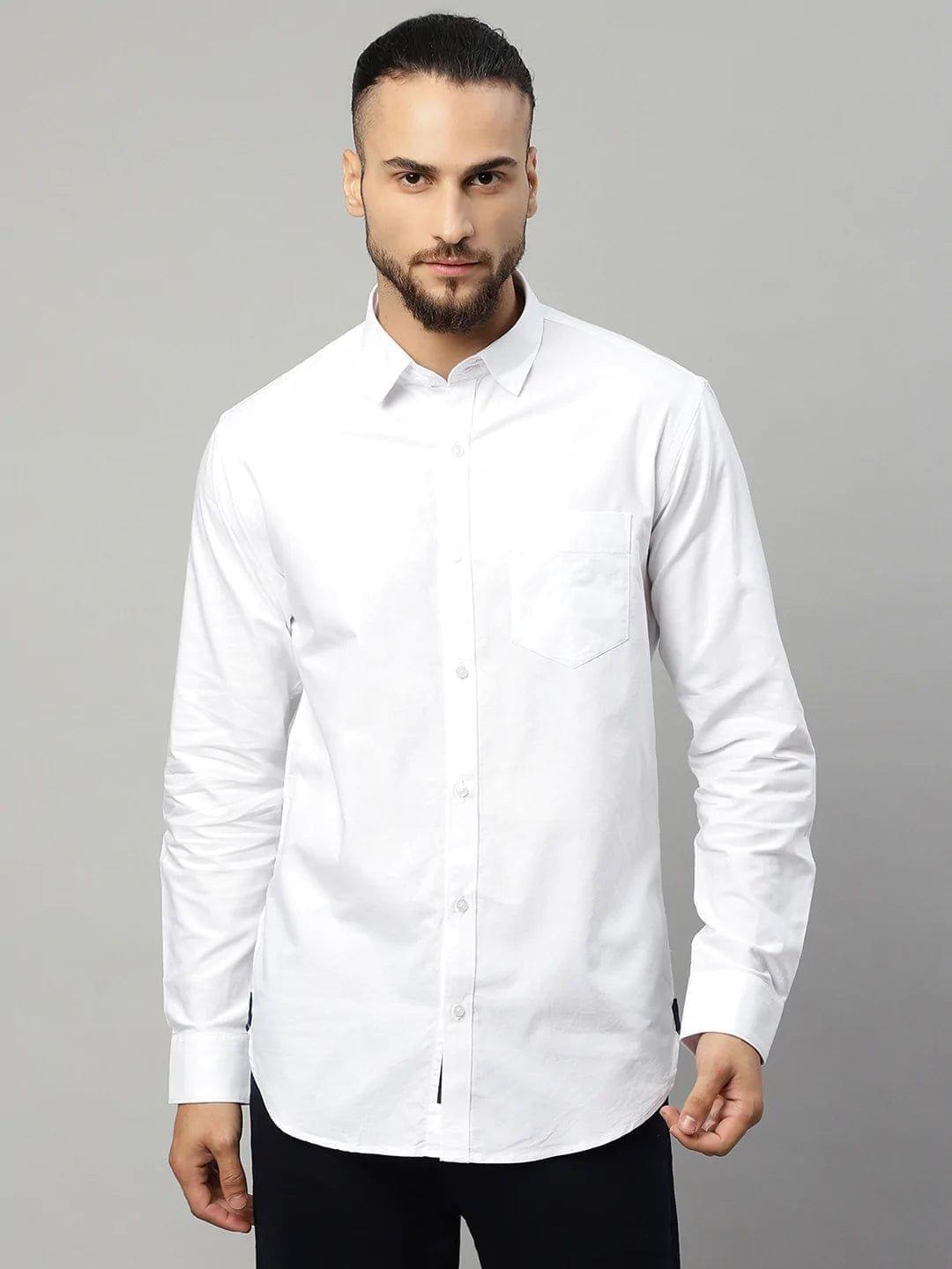 Rodamo  Men White Solid Slim Fit Casual Shirt