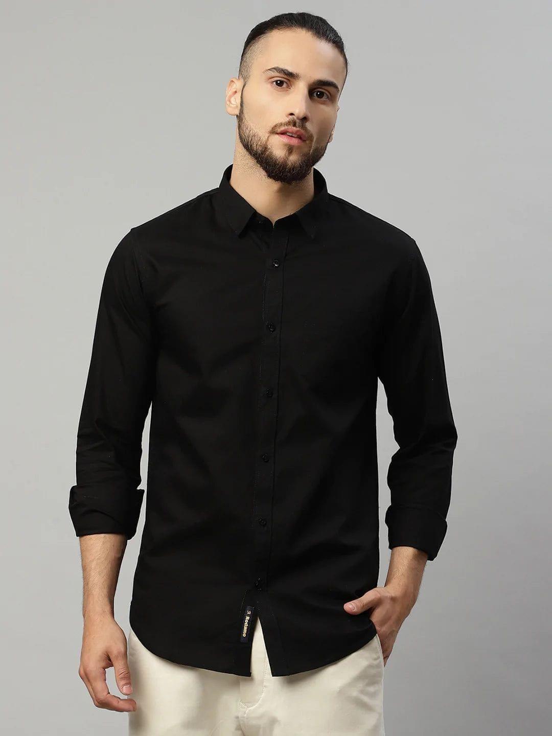 Rodamo  Men Black Slim Fit Casual Shirt