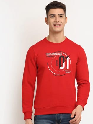 Rodamo  Men Red Printed Sweatshirt