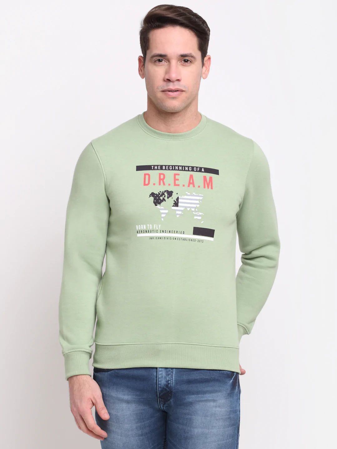 Rodamo Men Green Printed Sweatshirt