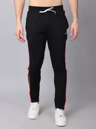 Rodamo Men Black Solid Cotton Slim-Fit Track Pant