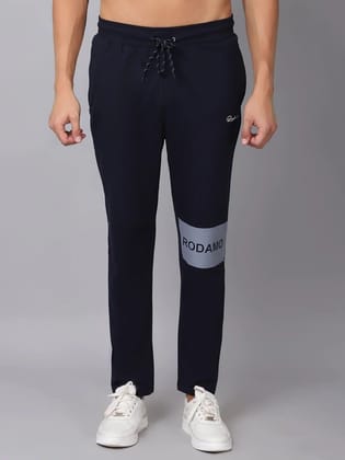 Rodamo  Men Navy Blue  Grey Printed Slim Fit Track Pants