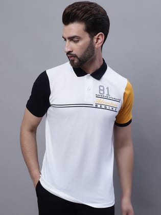 Rodamo Typography Printed Polo Collar Slim Fit Cotton T-shirt