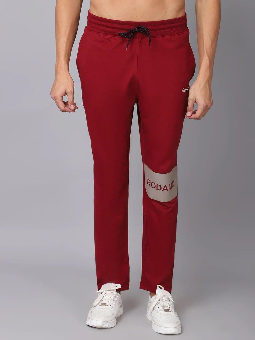 Rodamo  Men Maroon Brand Logo Printed Slim-Fit Track Pant