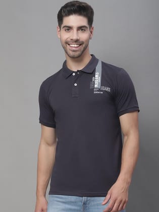 Rodamo Men Typography Printed Polo Collar Slim Fit T-shirt