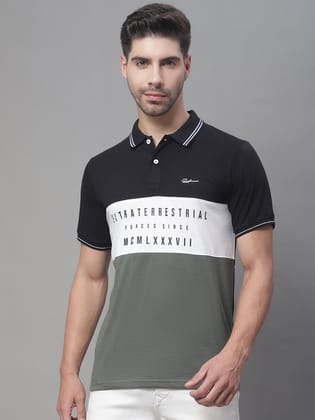 Rodamo Colourblocked Polo Collar Cotton Slim Fit T-shirt