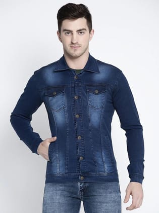 Rodamo Men Blue Solid Denim Jacket