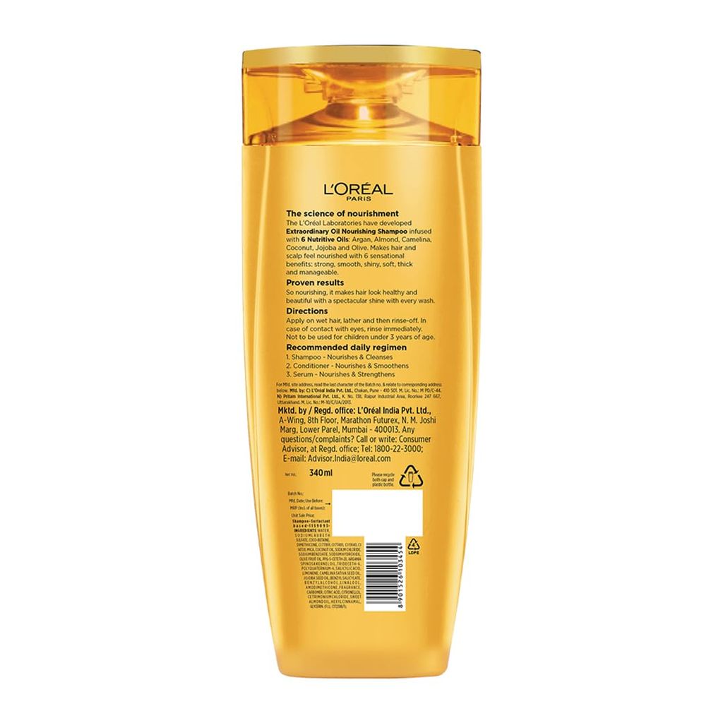 LOREAL Paris Shampoo, Moisturising & Hydrating, For Dull, Dry & Lifeless Hair, 6 Oil Nourish, 340 ml