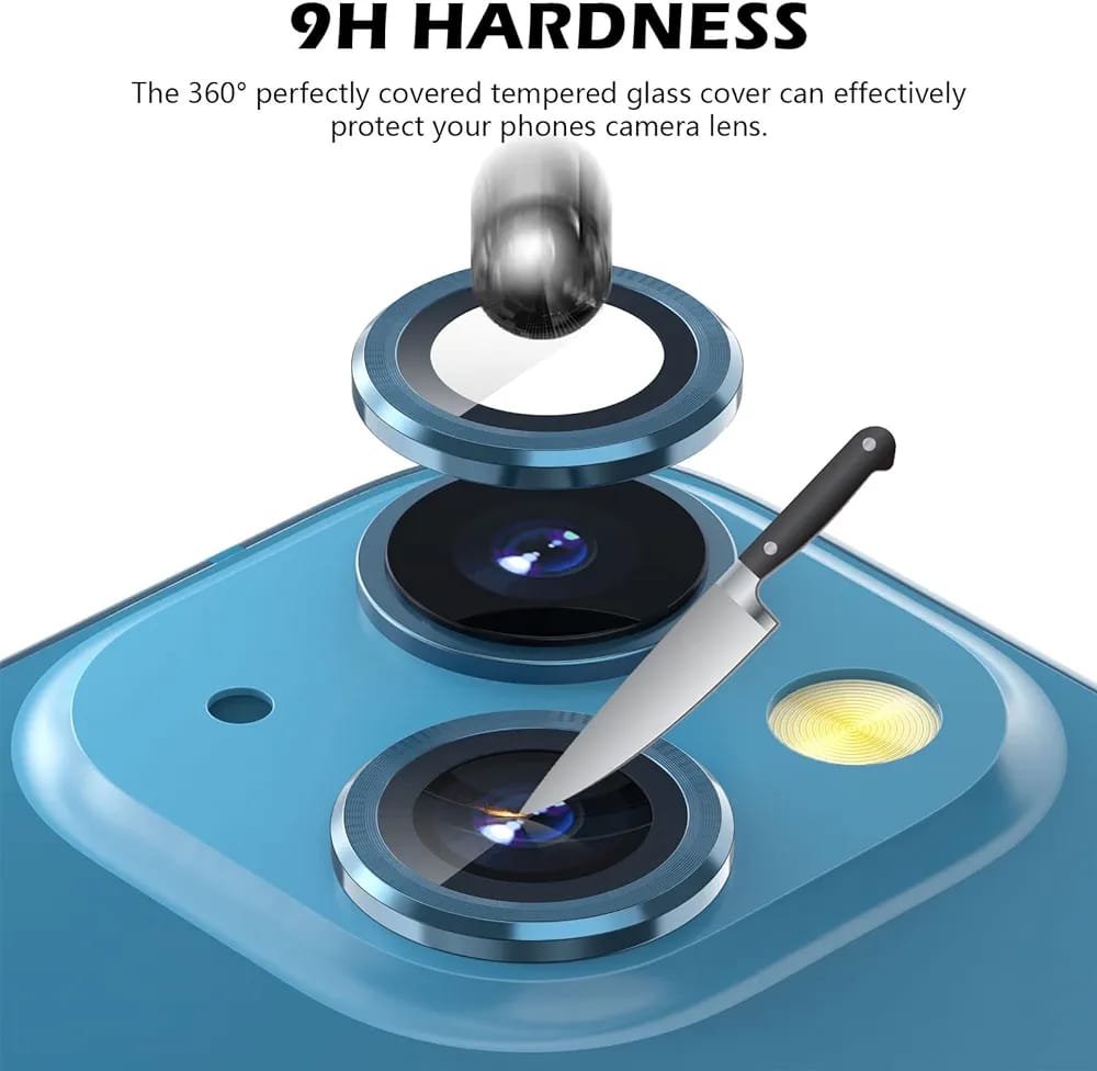 Tempered Glass Camera Lens Protector Compatible With Iphone, Premium Tempered Glass Circle Film, Aluminum Alloy Full Fit Lens Ring Cover,  [Anti-Scratch