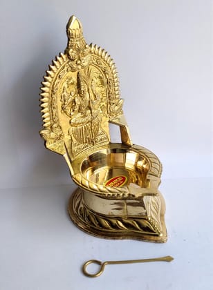 NAKSHATHRA TRADERS - PURE BRASS - KANCHIPURAM KAMAKSHI DIYA - 15.5 CM HIGH