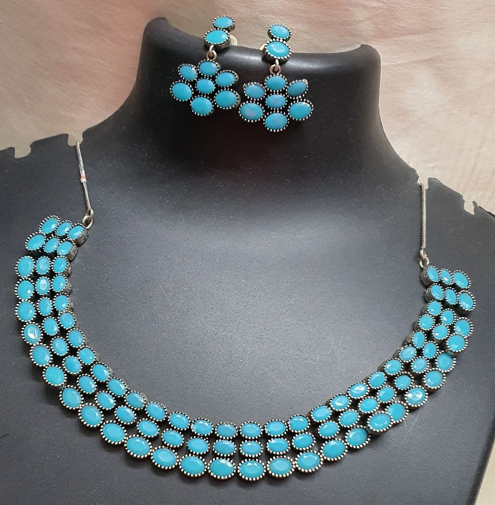 Glamvila Light Blue Stones Set - Jewellery Sets | Buy online on ZillyBuy