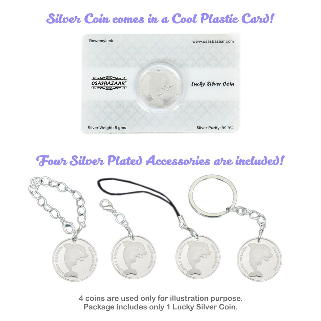 Osasbazaar Silver Coin with Lucky Dolphin - 5 Gram - 99% Pure BIS Hallmarked