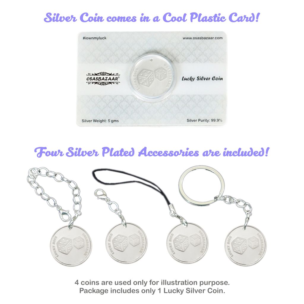 Osasbazaar Silver Coin with Lucky 7 Dice - 5 Gram - 99% Pure BIS Hallmarked