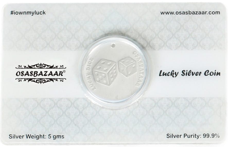 Osasbazaar Silver Coin with Lucky 7 Dice - 5 Gram - 99% Pure BIS Hallmarked
