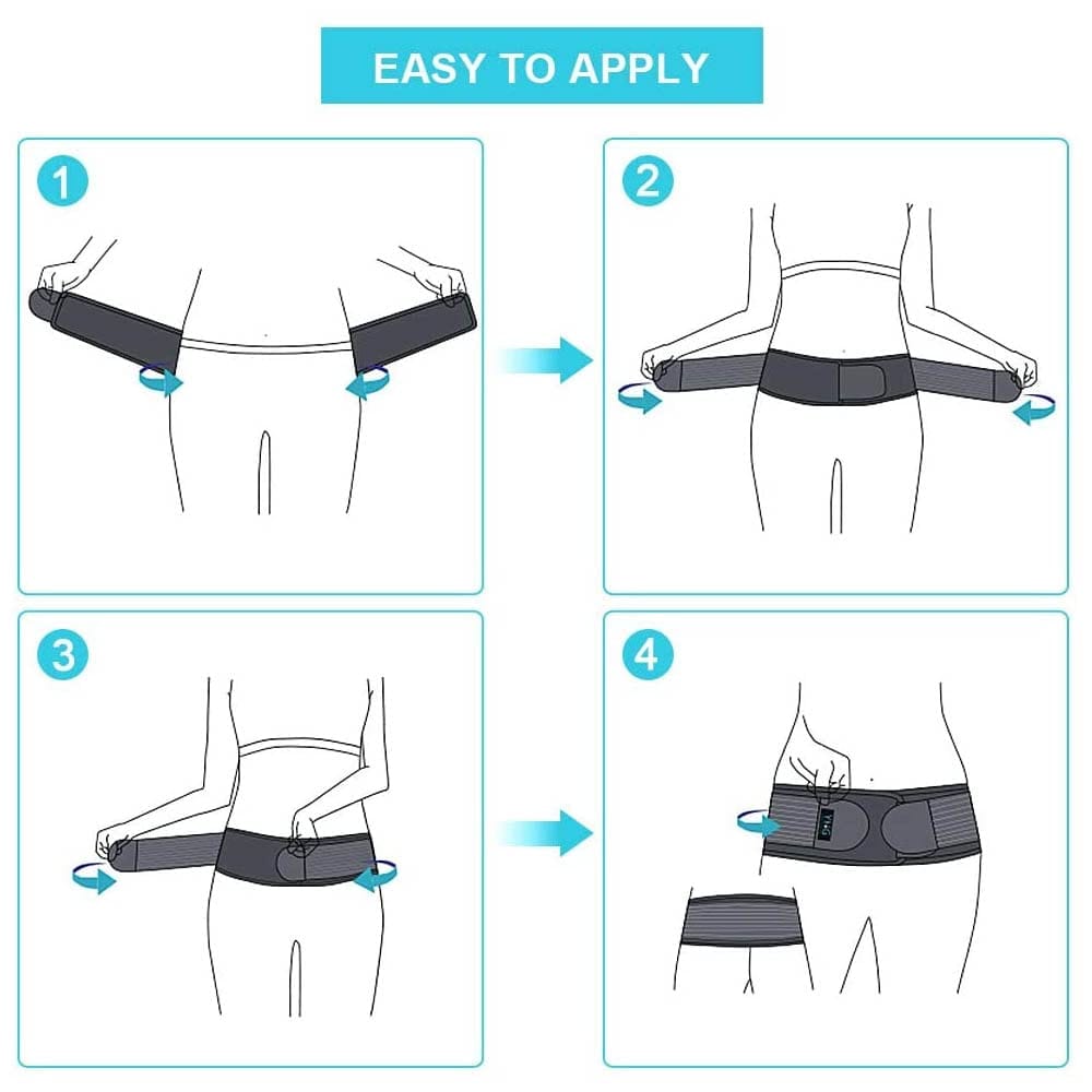 Plutoex® Lumbar Support Belt Back Belt for Back Pain Relief Lumbo Sacral Belt LS Belt Waist Belt for Back Pain for Women & Men With Adjustable Strap, Lower Back support With Cushioning (1 Pc) Free Size