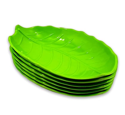 Inpro (Pack Of 4) Melamine Stylish 4 Pcs Leaf Shape Quarter Plates in Green color For Snacks Plate - Quarter Plate-Melamine Plate-designer Plate- Leaf Plate.