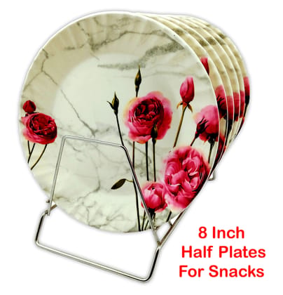 Inpro (Pack Of 6) Melamine Half Plates: Lightweight Melamine Round 8 Inch Snacks Plate / Half Plates / Kitchen crockery / Melamine Plates / Plate Set of 6 (Half Snacks Plates). Inpro (Pack Of 6) Melamine Half Plates: Lightweight Melamine Round 8 Inch Snacks Plate / Half Plates / Kitchen crockery / Melamine Plates / Plate Set of 6 (Half Snacks Plates).
