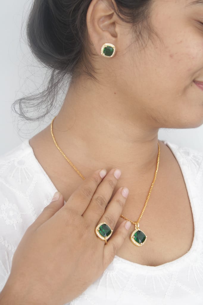 Green Square Jewellery Combo Set | Jewellery combo set |
