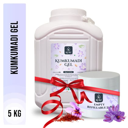 Rubz Kumkumadi Gel 5Kg With 200 gm Refillable Jar | Natural Gel for Body & Face Moisturizing, Hair Gel, Multipurpose Beauty Skin Gel, Acne Scars, Glowing & Radiant Skin Treatment | For Spa & Salon