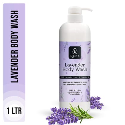 Rubz Lavender Body wash | Enriched With Glycerin & Long Lasting Fragrance | Soap-Free Body Wash For Women And Men | Paraben Free | SLS Free | 1 Litre