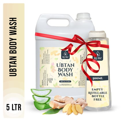 Rubz Ubtan Body Wash Refill Pack 5L | Liquid Soap | Shower Gel | with Refillable 500 ml Plastic Bottle | Best for Hotel, Spa, Salon, Joint Family | SLS Free | Paraben Free
