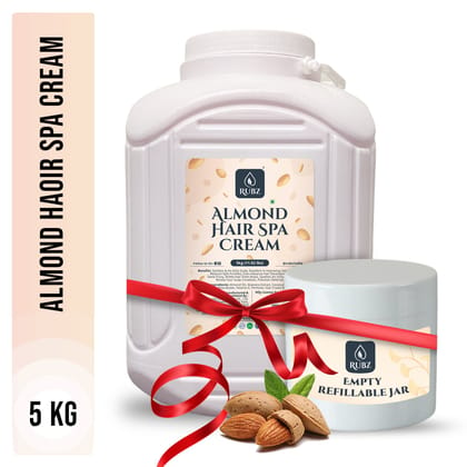Rubz Almond Hair Spa Cream | With the Goodness of Almonds | Controls Hair Damage & Improves Hair Conditioning | Non Sticky Oil Replacement Hair Cream | For Women & Men | Best For Salon | 5 Kg