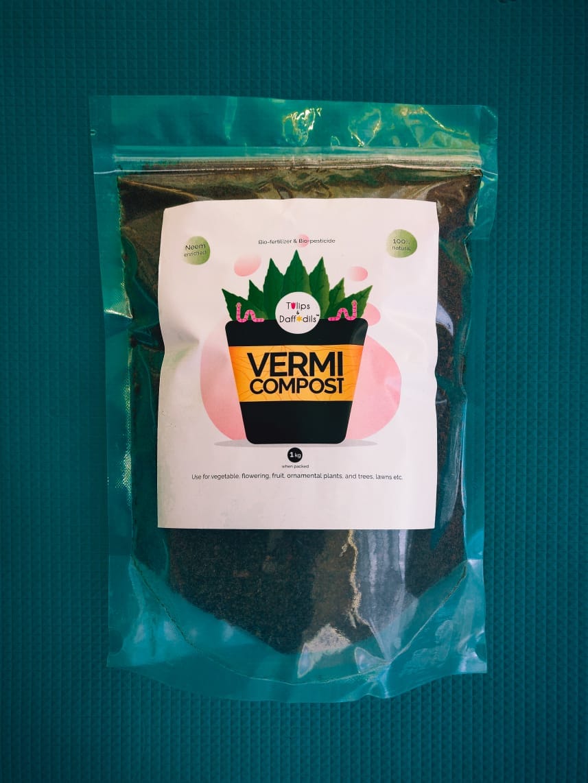 Neem Powered Vermicompost - Neem Organic Fertilizer & Natural Plant Soil Manure for Home, Lawns, Farms. Indoor & Outdoor Plants - NPK Tested